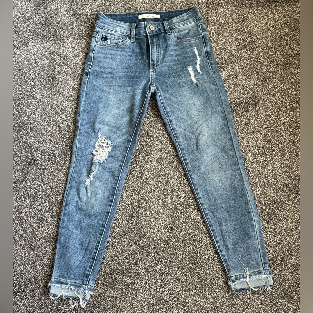 KanCan Light Blue Distressed Ankle Skinny Jeans